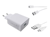 DLH Energy - Adaptateur secteur - 20 Watt - 3 A - QC 3.0 (USB) - sur le câble : Micro-USB, USB-C DY-AU2860W