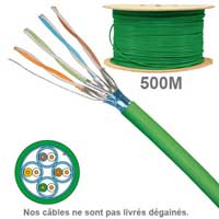 Câble réseau cuivre en touret CAT6A FFTP LS0H 10 GBit 100OHMS AWG23 Platine Réseaux, Paires : 1x4, Longueur : 500m 6710