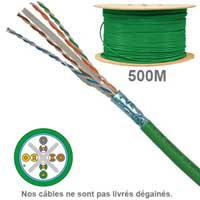 Câble réseau cuivre en touret CAT6 FUTP LSZH 100 OHMS AWG23 Platine Réseaux, Paires : 1x4, Longueur : 500m 6700