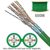 Câble réseau cuivre en touret CAT6 FUTP LSZH 100 OHMS AWG23 Platine Réseaux, Paires : 2x4, Longueur : 500m 6701