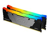 Kingston FURY Renegade RGB - DDR5 - kit - 64 Go: 2 x 32 Go - DIMM 288 broches - 6400 MHz / PC5-51200 - CL32 - 1.1 V - mémoire sans tampon - on-die ECC - noir, argent KF564C32RSAK2-64