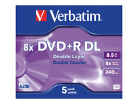 Verbatim - 5 x DVD+R DL - 8.5 Go (240 minutes) 8x - argent mat - boîtier CD 43541
