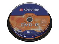 Verbatim - 10 x DVD-R - 4.7 Go 16x - argent mat - spindle 43523