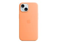 Apple - Coque de protection pour téléphone portable - compatibilité avec MagSafe - silicone - sorbet à l'orange - pour iPhone 15 MT0W3ZM/A